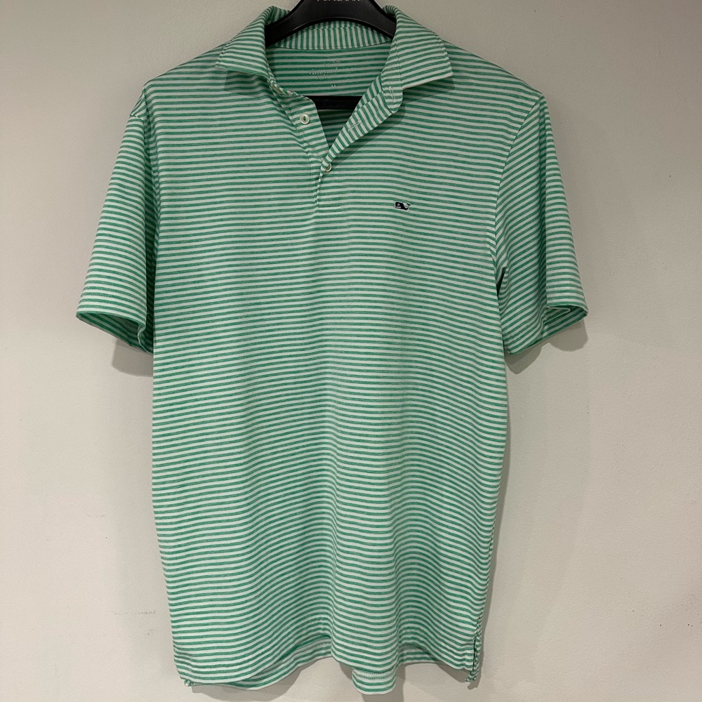 Vineyard vine, performance, medium, teal and white stripes